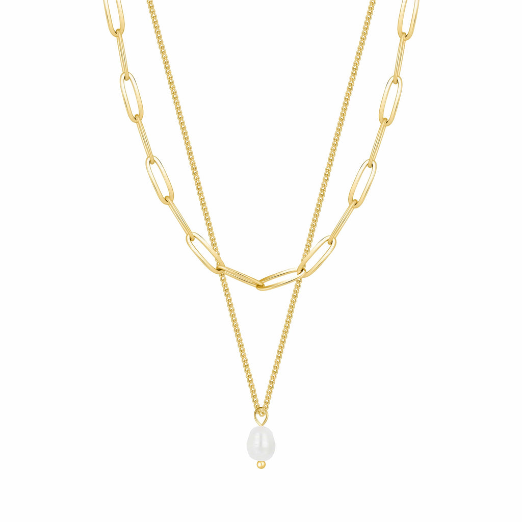 Bohomoon Stainless Steel Athelia Pearl Layered Necklace
