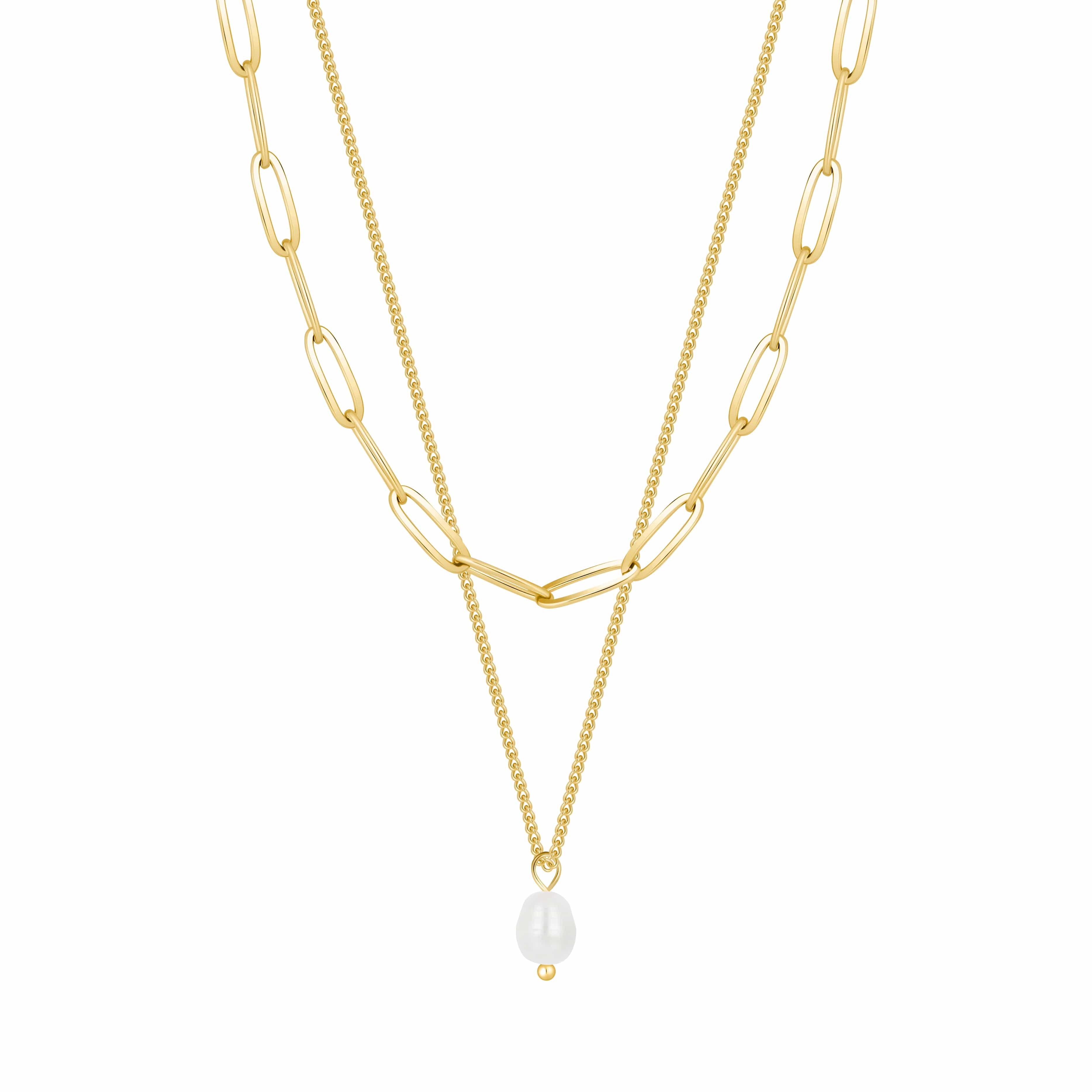 Bohomoon Stainless Steel Athelia Pearl Layered Necklace