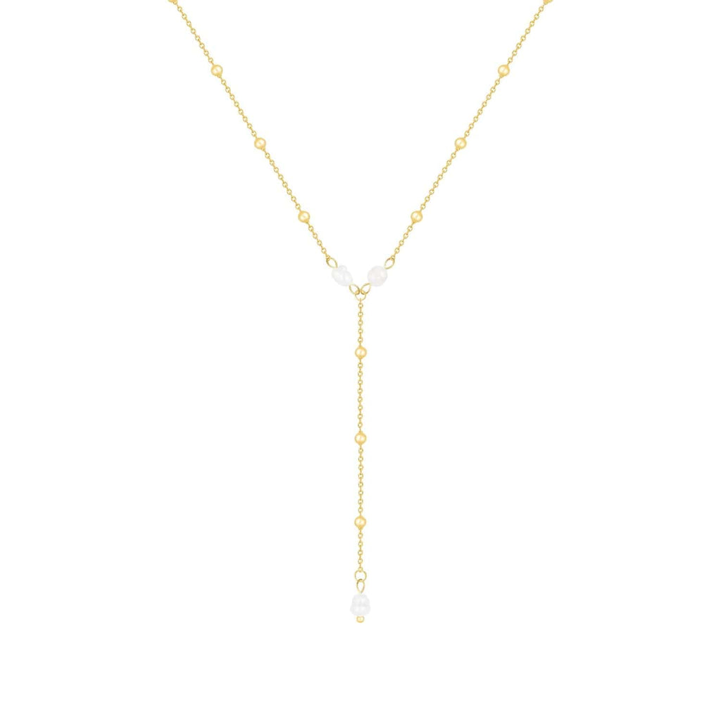Bohomoon Stainless Steel Capri Pearl Lariat Necklace