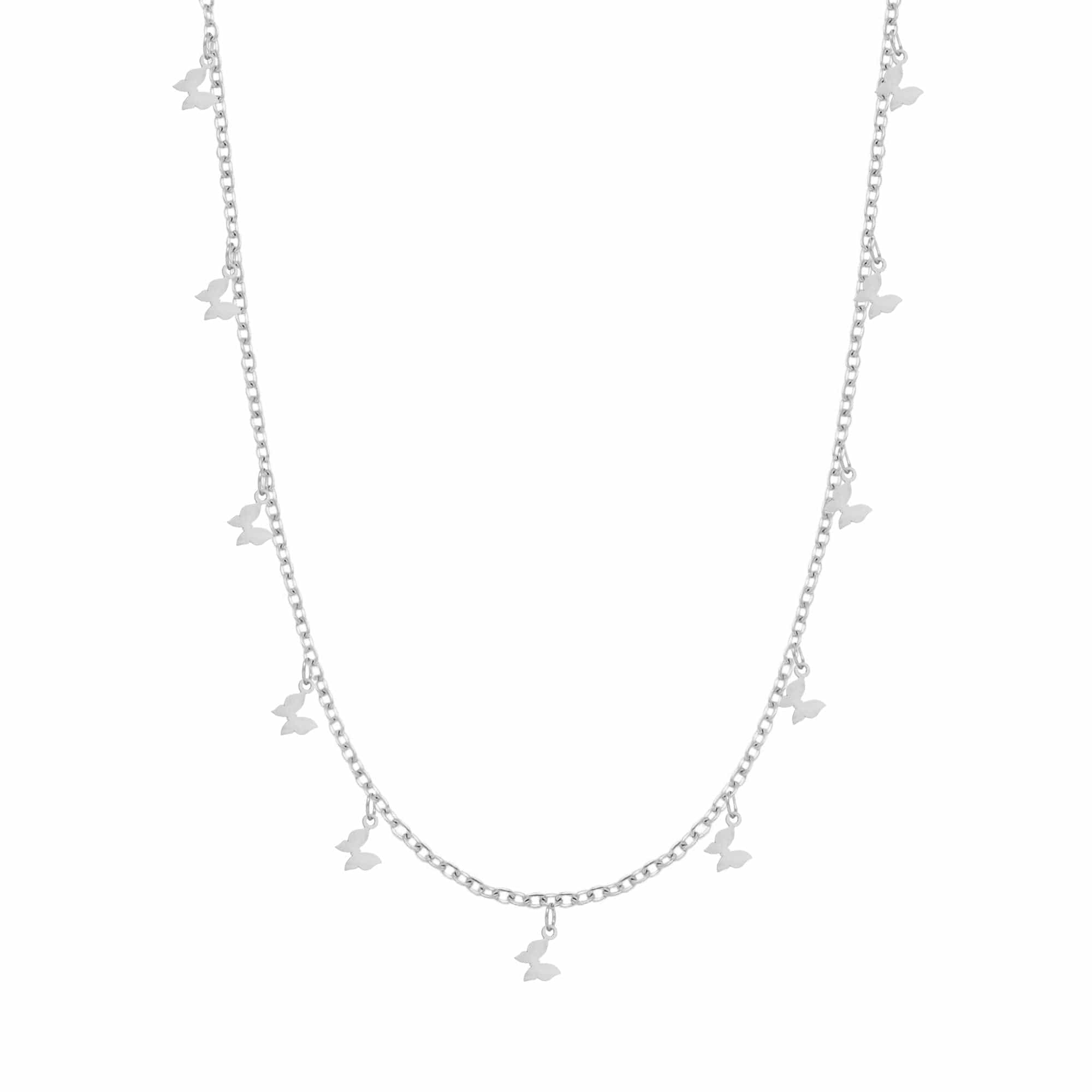 BohoMoon Stainless Steel Float Butterfly Choker Necklace Silver