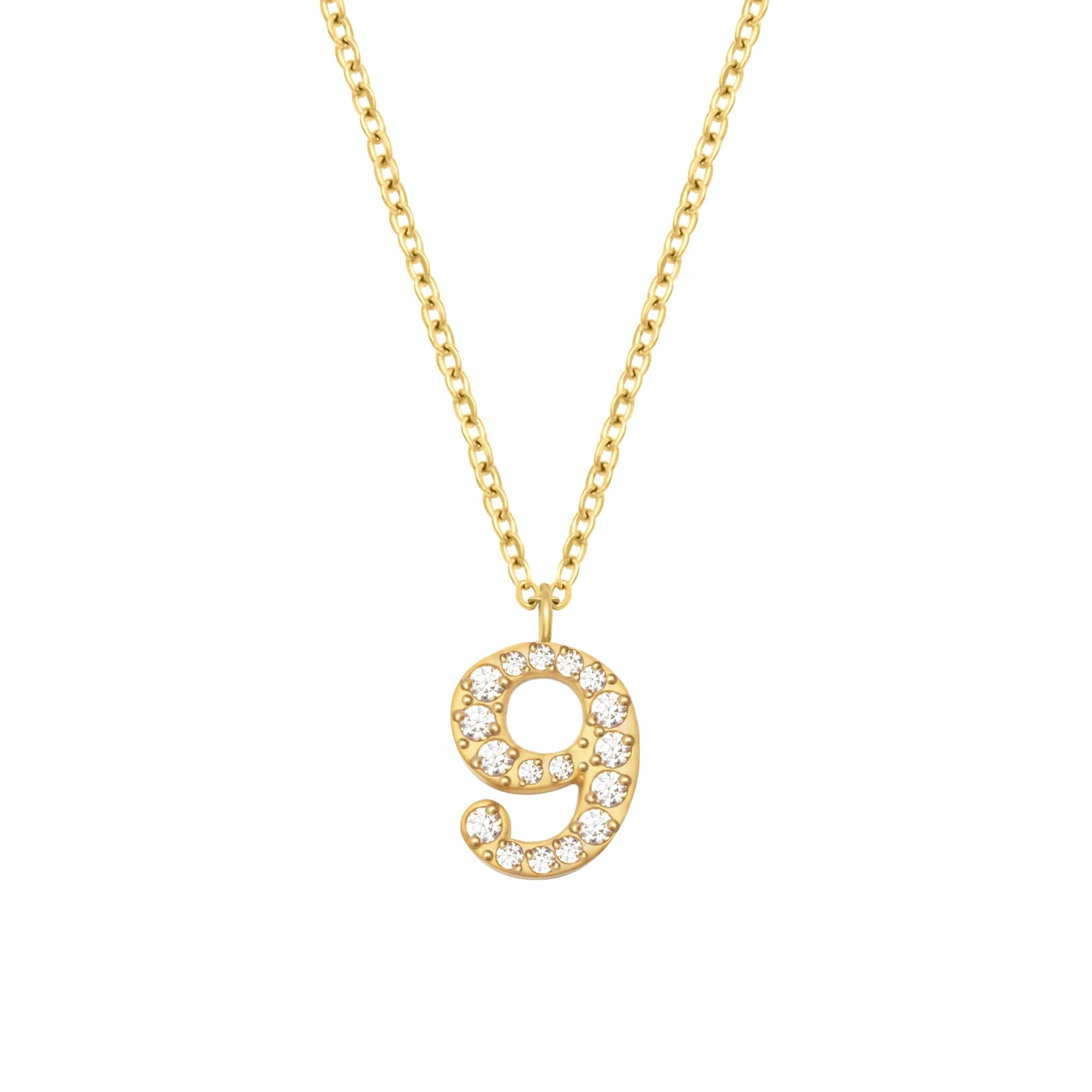 BohoMoon Stainless Steel Glow Number Necklace Gold / 9