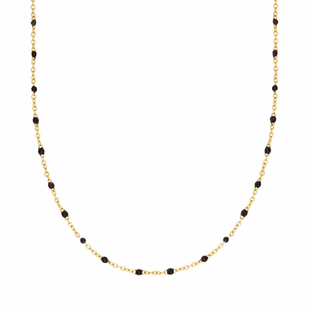 BohoMoon Stainless Steel Hendrix Black BeadedNecklace Gold