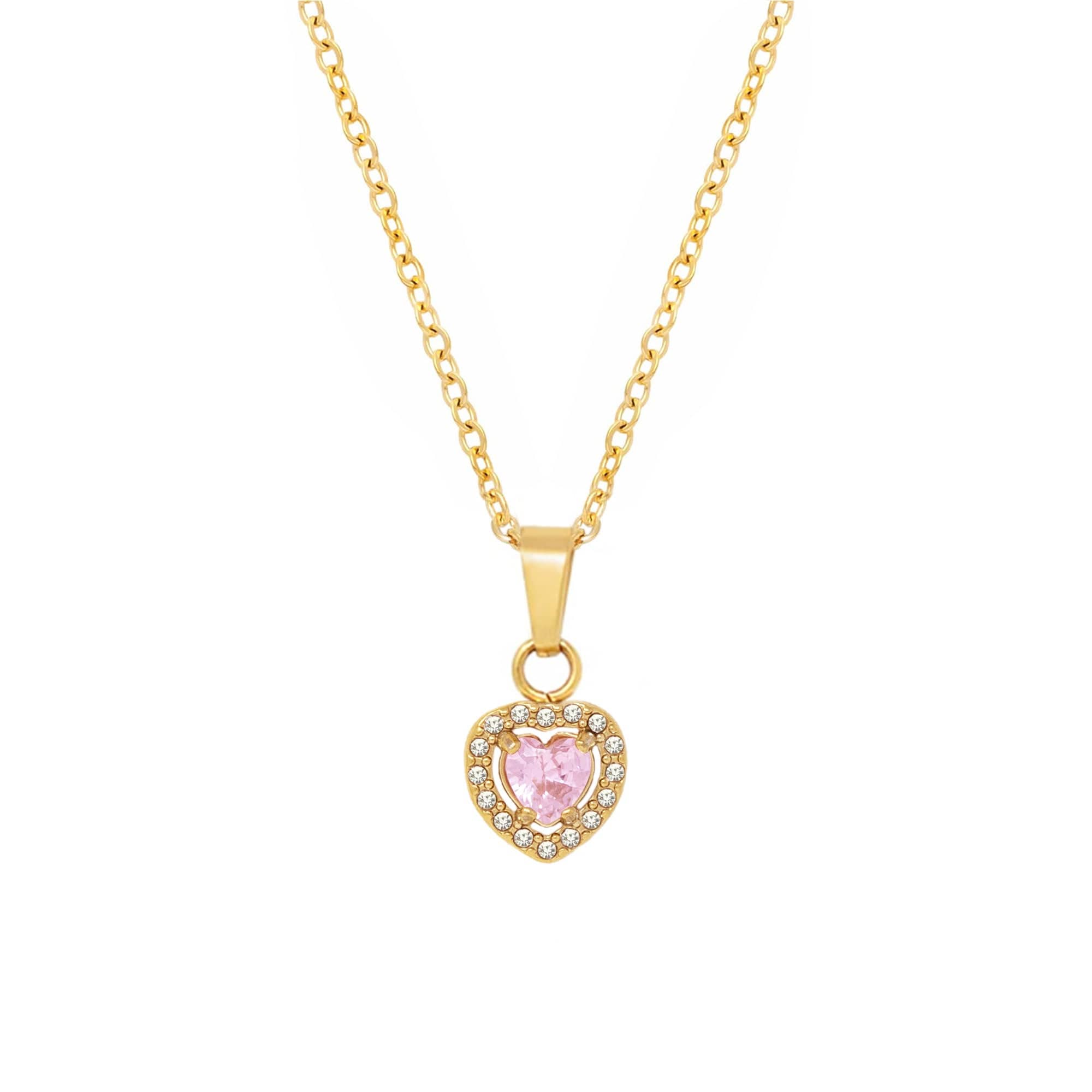 BohoMoon Stainless Steel Infinity Heart Necklace Gold / Pink