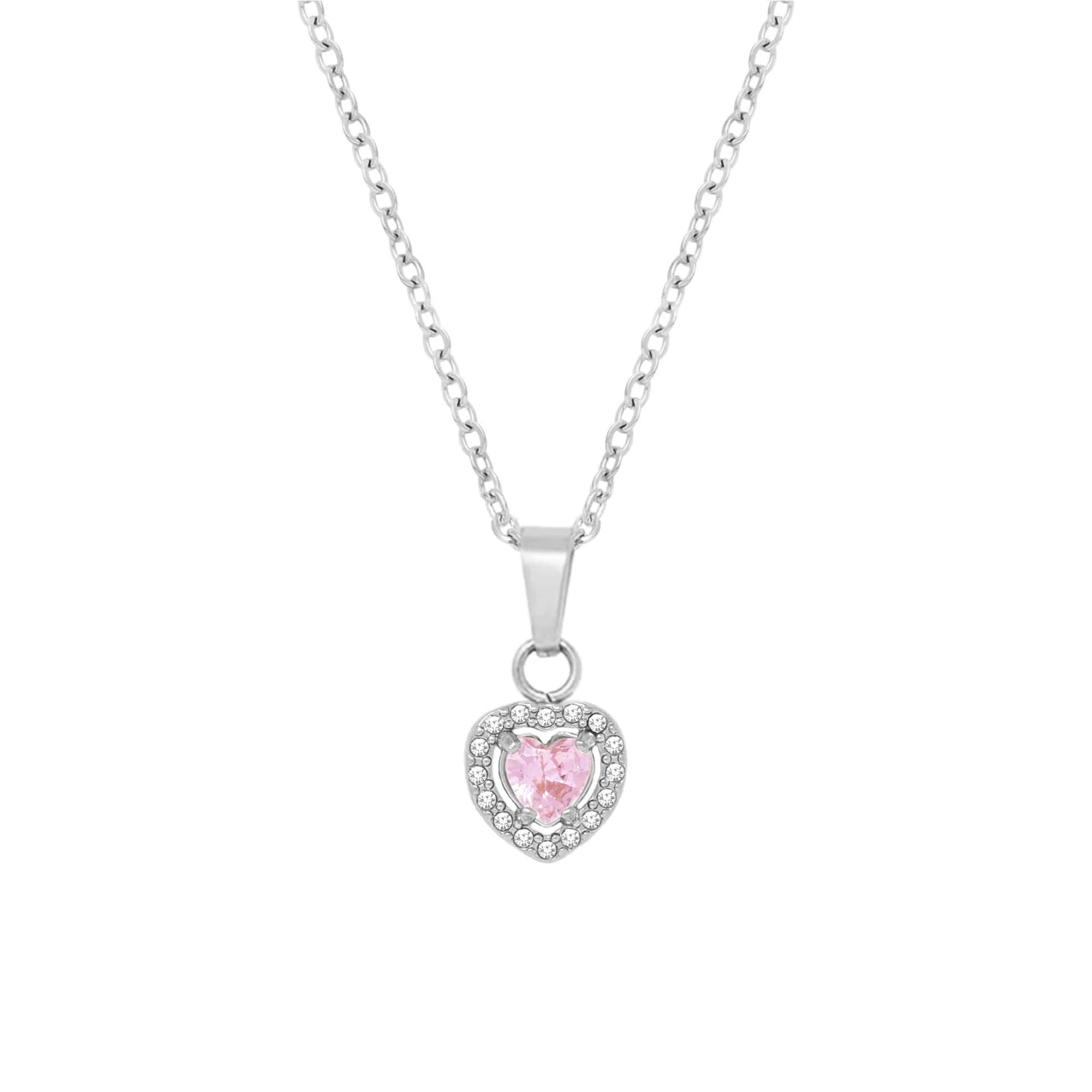 BohoMoon Stainless Steel Infinity Heart Necklace Silver / Pink