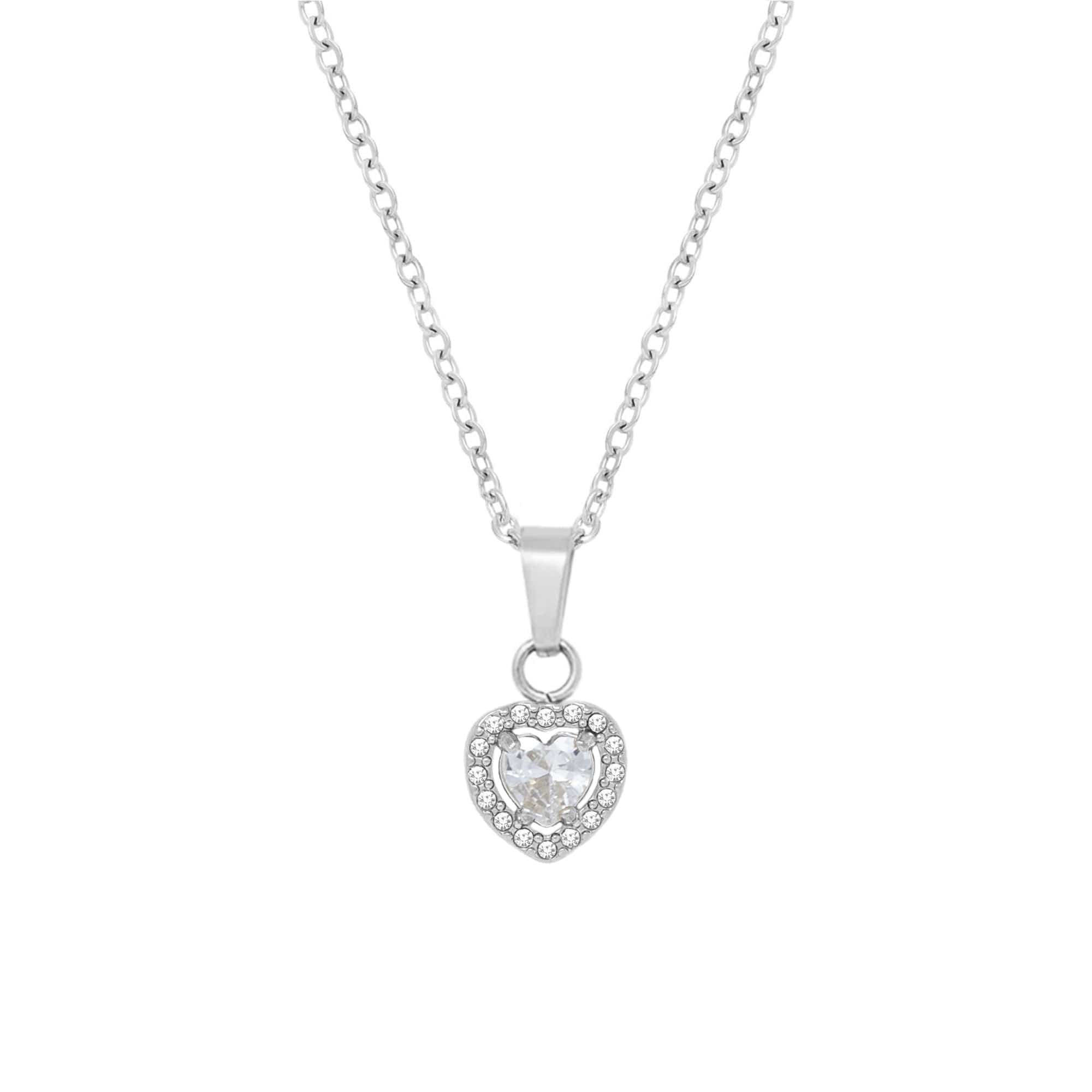 BohoMoon Stainless Steel Infinity Heart Necklace Silver / White