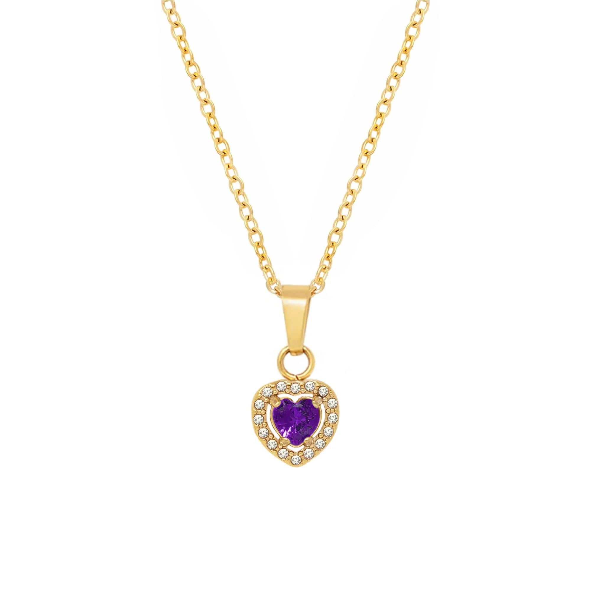 BohoMoon Stainless Steel Infinity Heart Necklace Gold / Purple