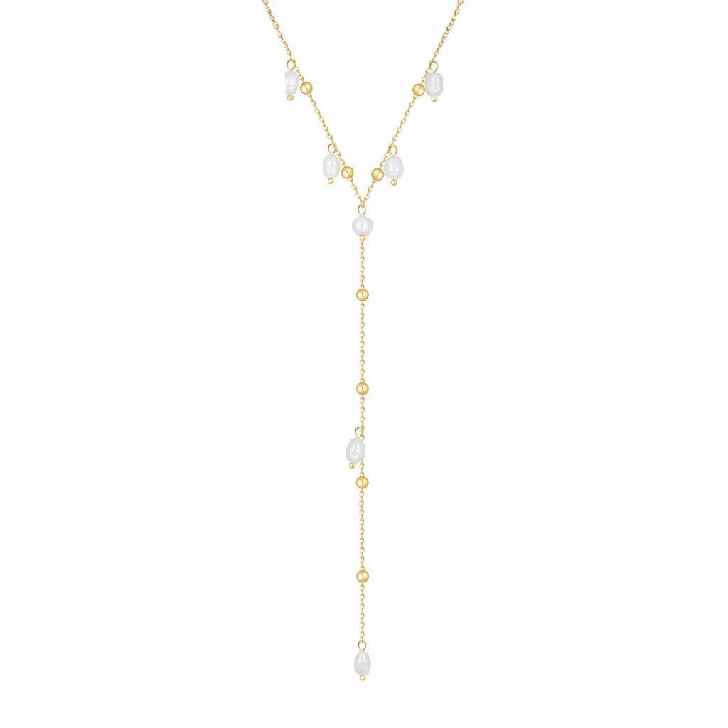 Bohomoon Stainless Steel Ivie Pearl Lariat Necklace