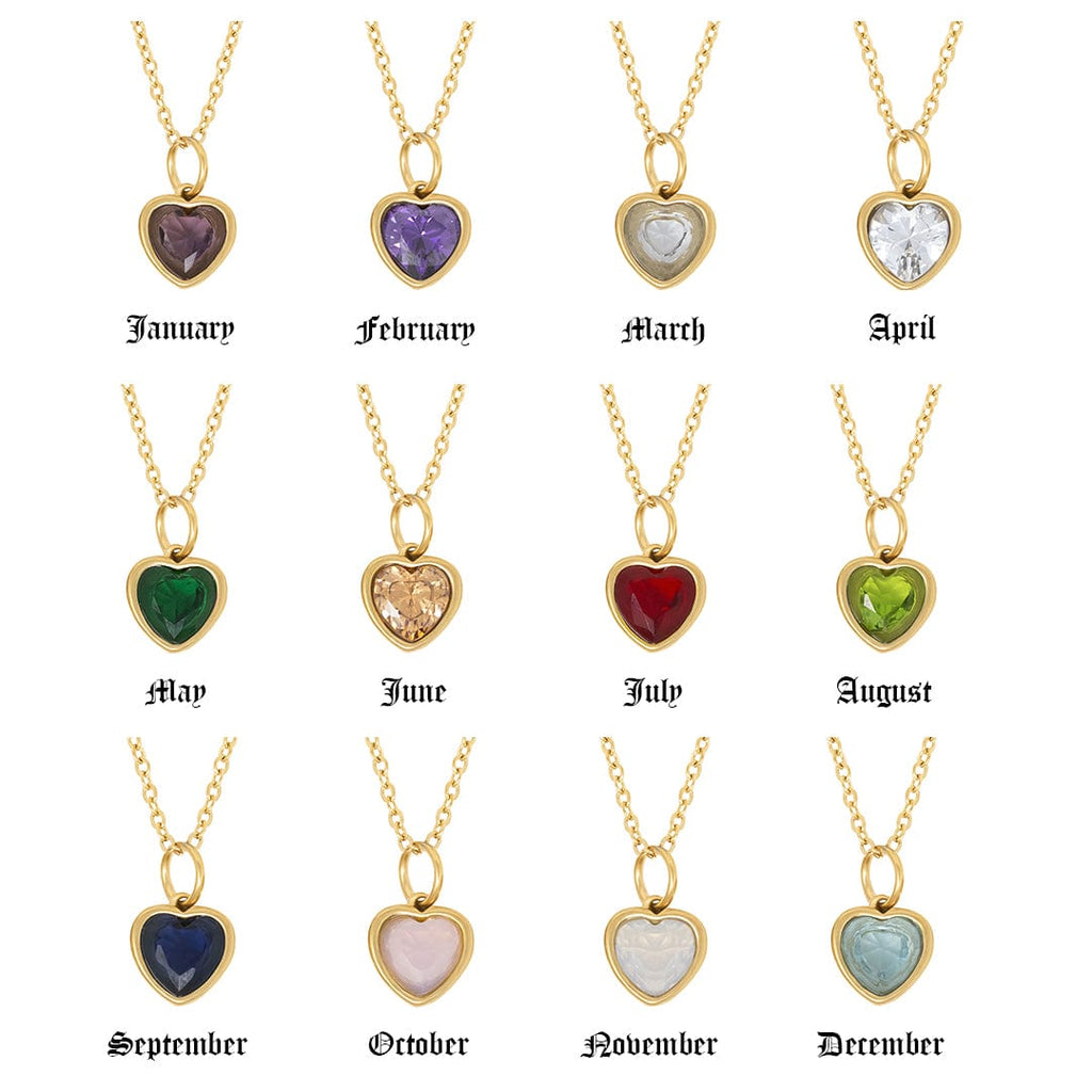 Love Heart Birthstone Necklace