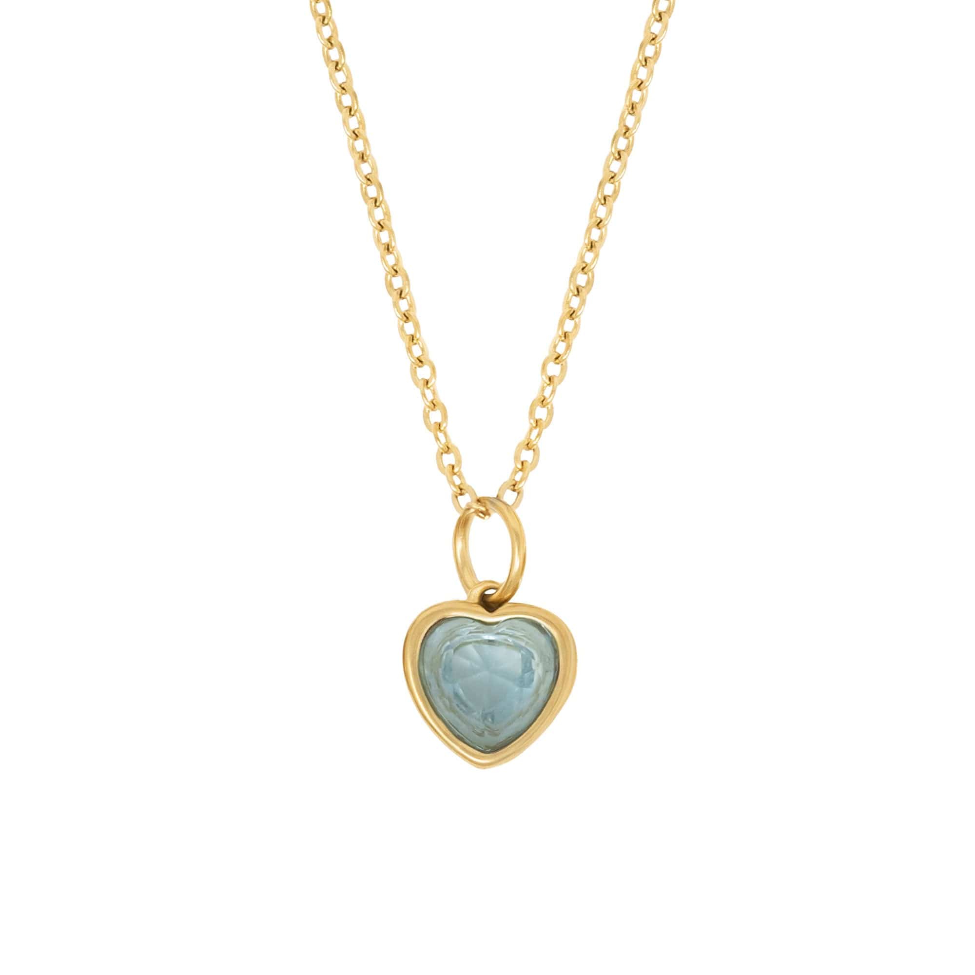BohoMoon Stainless Steel Love Heart Birthstone Necklace Gold / December