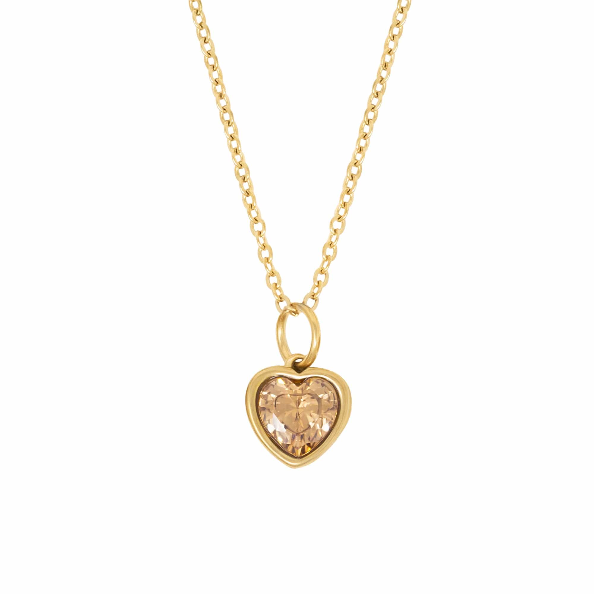 BohoMoon Stainless Steel Love Heart Birthstone Necklace