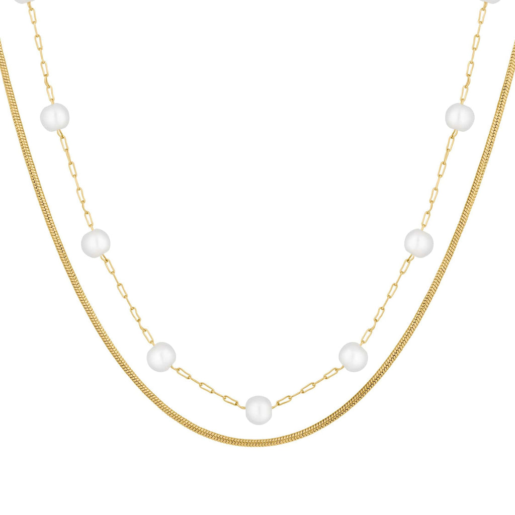 Bohomoon Stainless Steel Lydia Pearl Layered Necklace