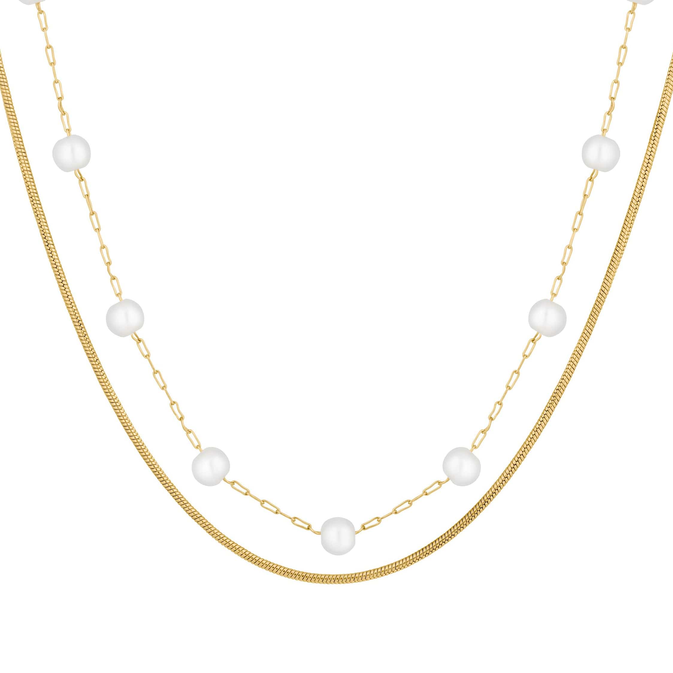 Bohomoon Stainless Steel Lydia Pearl Layered Necklace