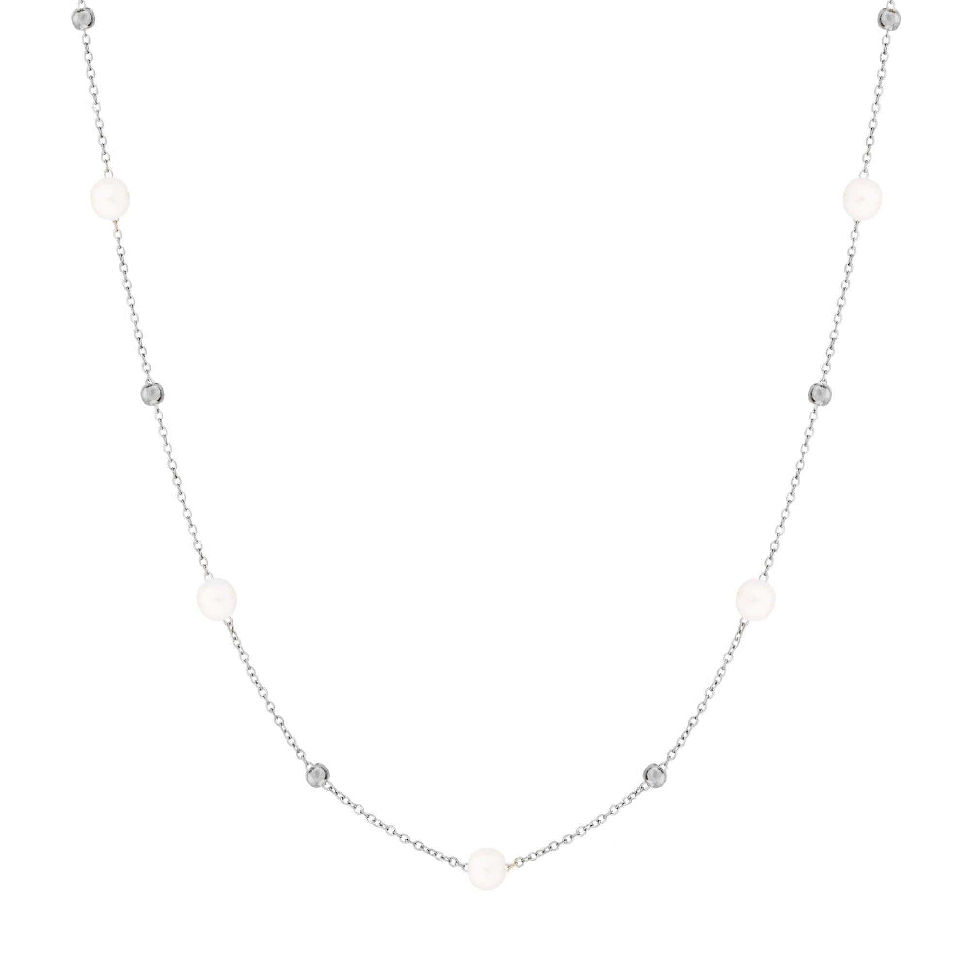 BohoMoon Stainless Steel Paradise Pearl Necklace Silver