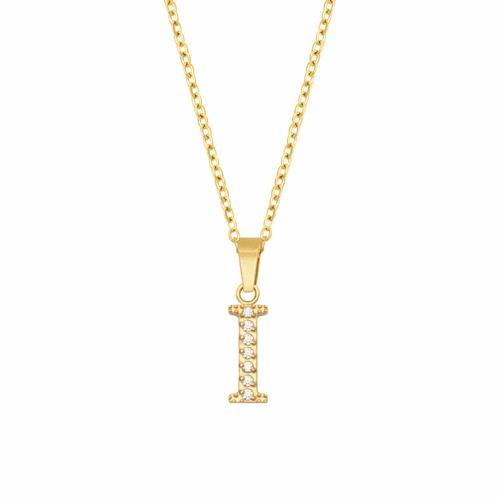 BohoMoon Stainless Steel Roman Numerals Necklace Gold / I