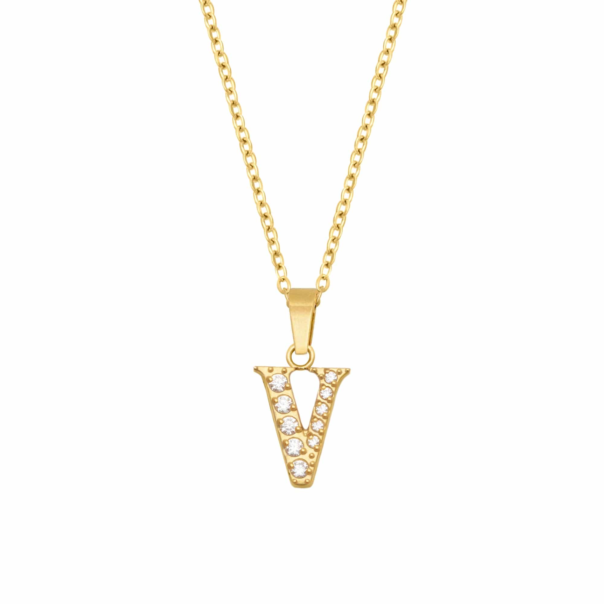BohoMoon Stainless Steel Roman Numerals Necklace Gold / V